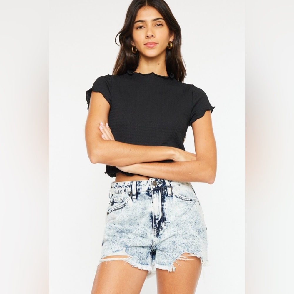 Kancan Full Size Distressed High Waist Denim Shorts